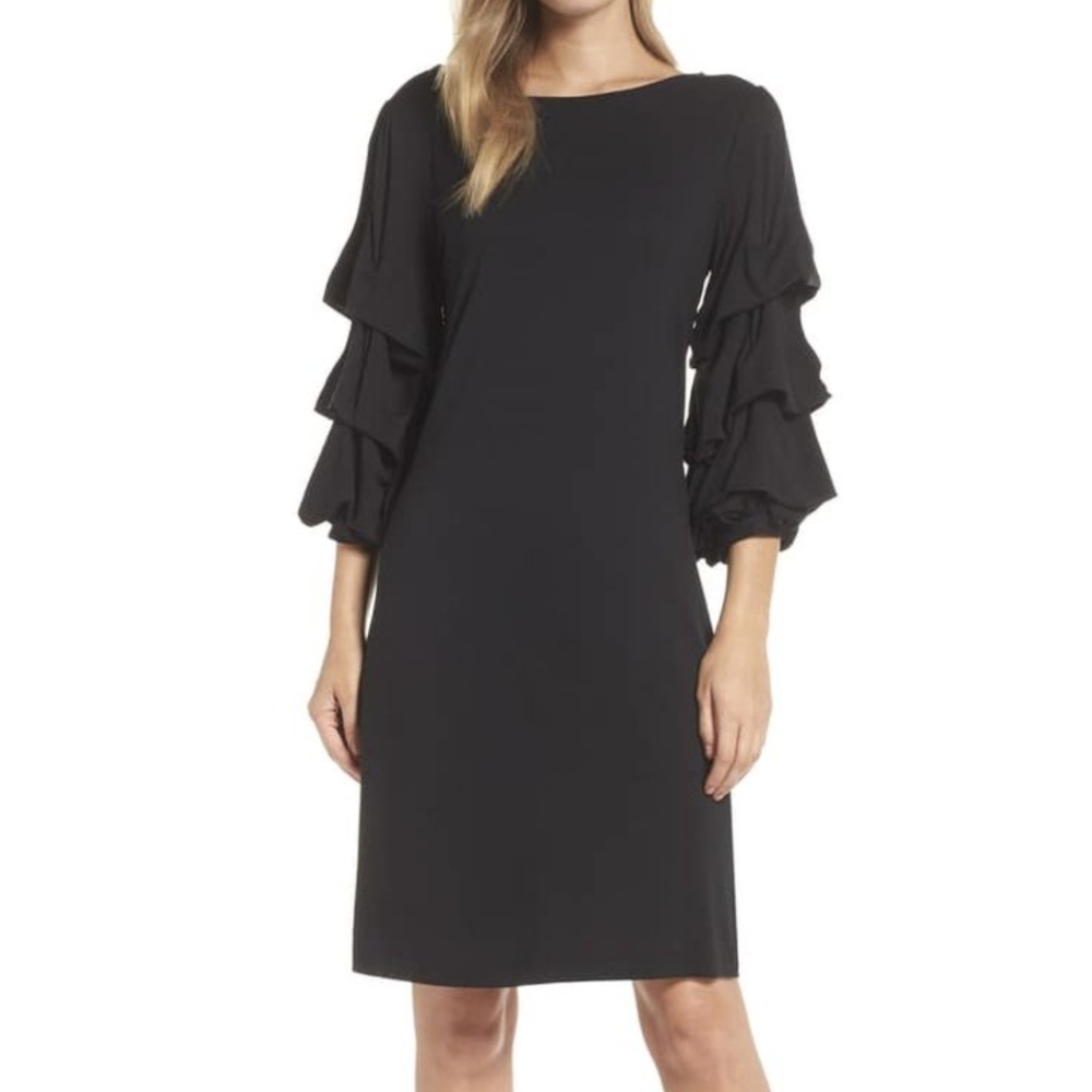 Lilly Pulitzer Leonie Black Ruffle Sleeve Dress Sz.S